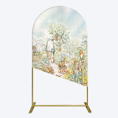 Aperturee - Aperturee Painted Rural Farmland Mr Bunny Birthday Arch Backdrop