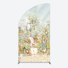 Aperturee - Aperturee Painted Rural Farmland Mr Bunny Birthday Half Moon Arch Backdrop