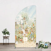 Aperturee - Aperturee Painted Rural Farmland Mr Bunny Birthday Half Moon Arch Backdrop