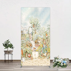 Aperturee - Aperturee Painted Rural Farmland Mr Bunny Birthday Rectangle Backdrop