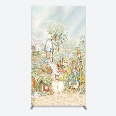 Aperturee - Aperturee Painted Rural Farmland Mr Bunny Birthday Rectangle Backdrop