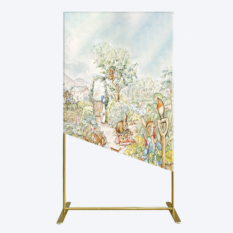 Aperturee - Aperturee Painted Rural Farmland Mr Bunny Birthday Rectangle Backdrop