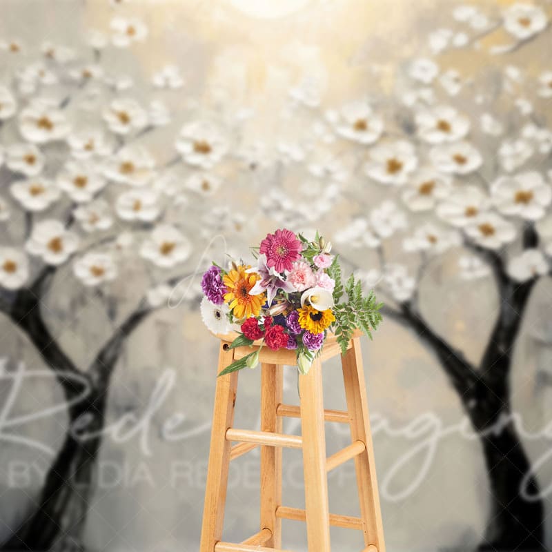 Aperturee - Aperturee Painted Spring Blossoms Tree Fine Art Photo Backdrop