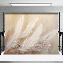 Aperturee - Aperturee Painted White Neutral Feathers Fine Art Photo Backdrop