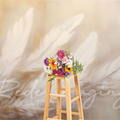 Aperturee - Aperturee Painted White Neutral Feathers Fine Art Photo Backdrop