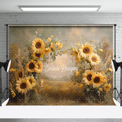 Aperturee - Aperturee Painterly Sunflower Photography Backdrop Rustic Wildflower Arrangement Fall Harvest Photo Background