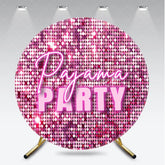Aperturee - Aperturee Pajama Party Round Backdrop for Girls Birthday Pink Sequin Disco Theme Fun Slumber Party Photo Booth Decor