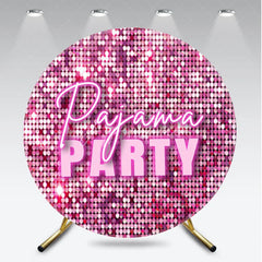 Aperturee - Aperturee Pajama Party Round Backdrop for Girls Birthday Pink Sequin Disco Theme Fun Slumber Party Photo Booth Decor