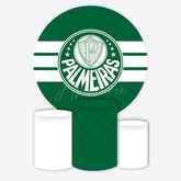 Aperturee - Aperturee Palmeiras Football Club Inspired Round Backdrop Kit Brazilian Soccer Team Logo Sports Birthday Party Decor