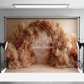 Aperturee - Aperturee Pampas Grass Arch Backdrop Boho Wedding Decor Neutral Dried Grass Photo Booth Prop for Bridal Shower