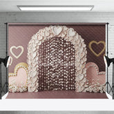 Aperturee - Aperturee Paper Heart Arch Valentine Day Backdrop Hanging Hearts Beads Pink Background Romantic Wedding Photography Decor