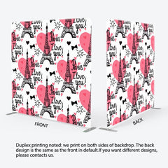 Aperturee - Aperturee Paris I Love You Red Heart Backdrop For Party Decor