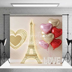 Aperturee - Aperturee Paris Love Room Set Backdrop Eiffel Tower Bicycle Photography Background Romantic Valentine Heart Photo Prop