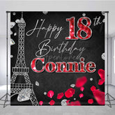 Aperturee - Aperturee Paris Tower Diamond Floral Custom Birthday Backdrop