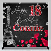 Aperturee - Aperturee Paris Tower Diamond Floral Custom Birthday Backdrop