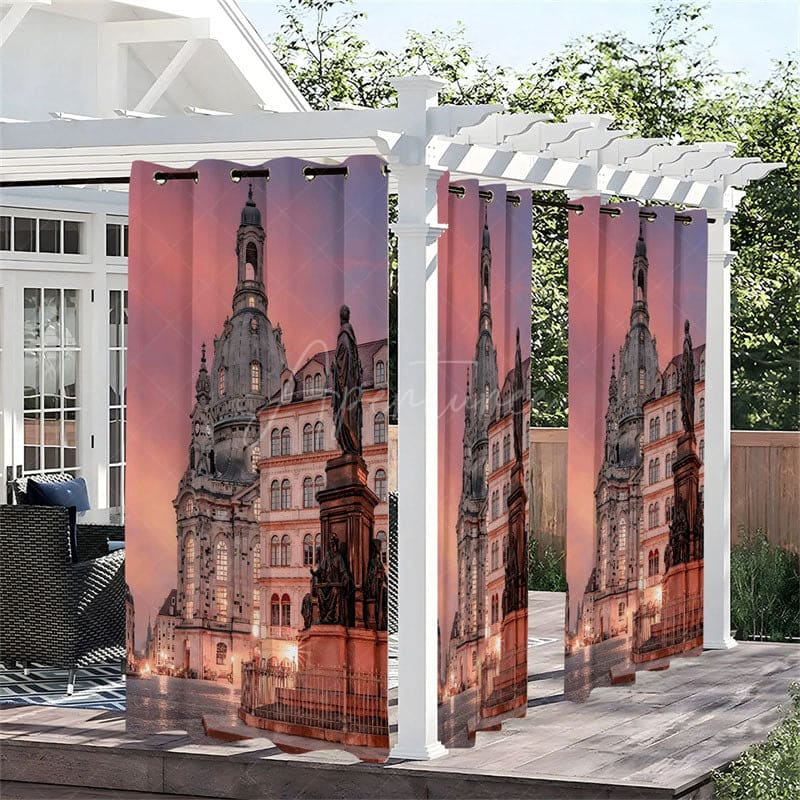 Aperturee - Aperturee Parisian Night Waterproof Printed Outdoor Curtains