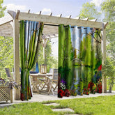 Aperturee - Aperturee Park Lake View Waterproof Printed Outdoor Curtains