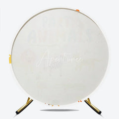 Aperturee - Aperturee Party Animals Round Backdrop for Kids Birthday Cute Jungle and Safari Animals Wild One Photo Booth Decor