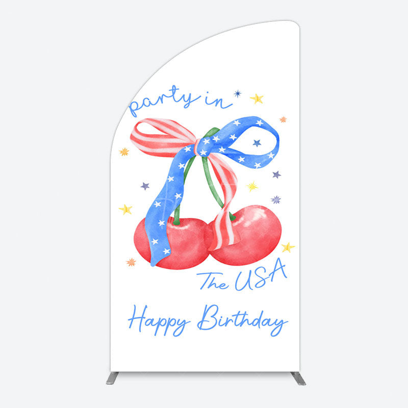 Aperturee - Aperturee Party In The Usa Apple Bow Birthday Half Moon Arch Backdrop