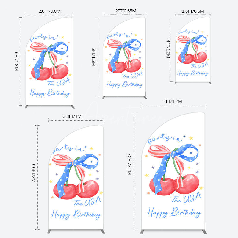Aperturee - Aperturee Party In The Usa Apple Bow Birthday Half Moon Arch Backdrop