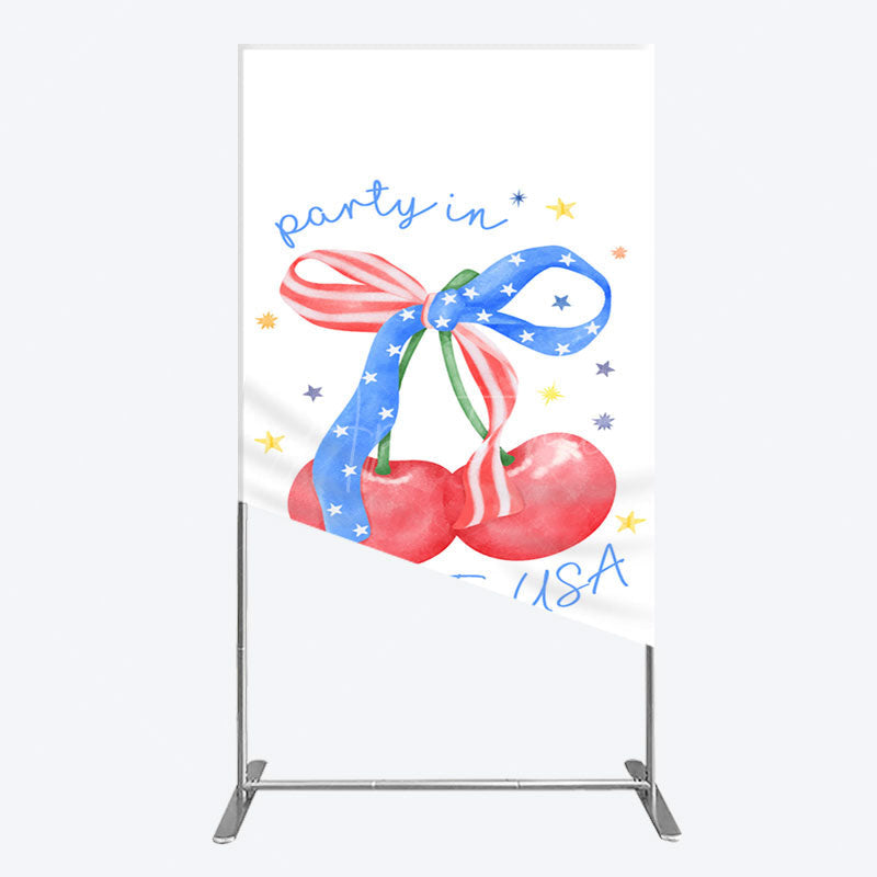 Aperturee - Aperturee Party In The Usa Apple Bow Birthday Rectangle Backdrop