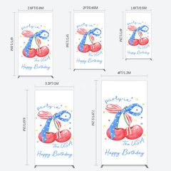 Aperturee - Aperturee Party In The Usa Apple Bow Birthday Rectangle Backdrop