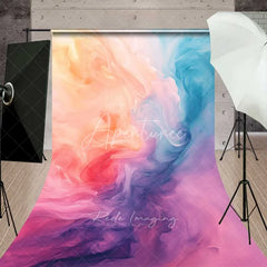 Aperturee - Aperturee Pastel Abstract Smoke Texture Backdrop Peach Pink and Blue Gradient Photography Background