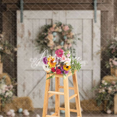 Aperturee - Aperturee Pastel Eggs Floral Door Easter Festival Backdrop