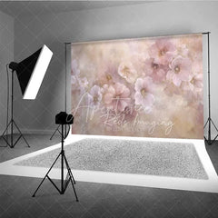 Aperturee - Aperturee Pastel Pink Floral Fine Art Photography Backdrop Soft Painted Flowers Texture Background Spring Garden Photo Prop