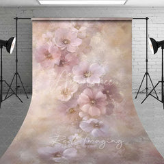 Aperturee - Aperturee Pastel Pink Floral Sweep Backdrop Soft Painted Flowers Photography Floor Mat Fine Art Spring Decoration