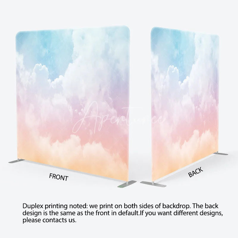 Aperturee - Aperturee Pastel Rainbow Cloud Tension Fabric Backdrop Dreamy Sky Cotton Candy Background Unicorn Party Decoration