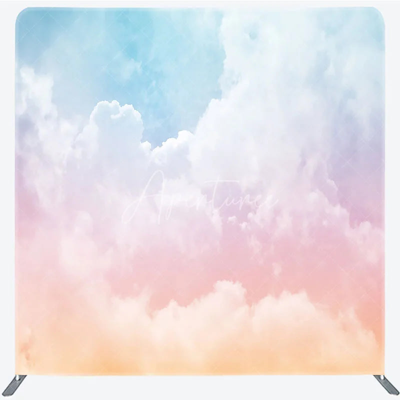 Aperturee - Aperturee Pastel Rainbow Cloud Tension Fabric Backdrop Dreamy Sky Cotton Candy Background Unicorn Party Decoration