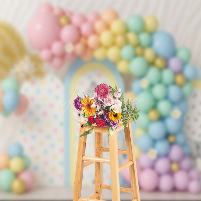 Aperturee - Aperturee Pastel Zoo Fresh Balloon Arch Cake Smash Backdrop