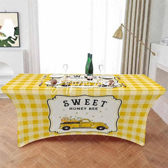 Aperturee - Aperturee Pastoral Daisy Bee Honey Baby Shower Stretch Table Cover