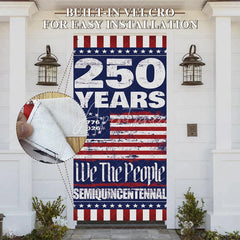 Aperturee - Aperturee Patriotic 250 Years Semiquincentennial Door Cover American Flag Independence Day Party Decor