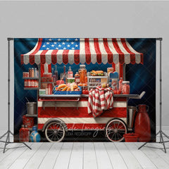 Aperturee - Aperturee Patriotic American Flag Food Cart Photography Backdrop Festive Fourth of July Summer Party Decor