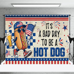 Aperturee - Aperturee Patriotic Hot Dog Character Holiday Backdrop American Flag Beer 4th of July Summer BBQ Party Decor