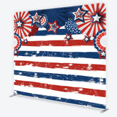 Aperturee - Aperturee Patriotic Stars and Stripes Party Backdrop Red White and Blue Celebration Decor Tension Fabric Backdrop