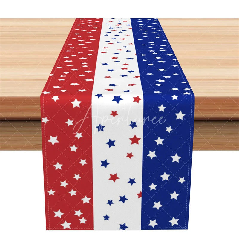 Aperturee - Aperturee Patriotic Table Runner Red White and Blue Stars Stripes 4th of July Memorial Day Table Decor