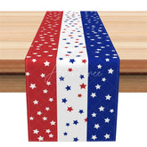 Aperturee - Aperturee Patriotic Table Runner Red White and Blue Stars Stripes 4th of July Memorial Day Table Decor