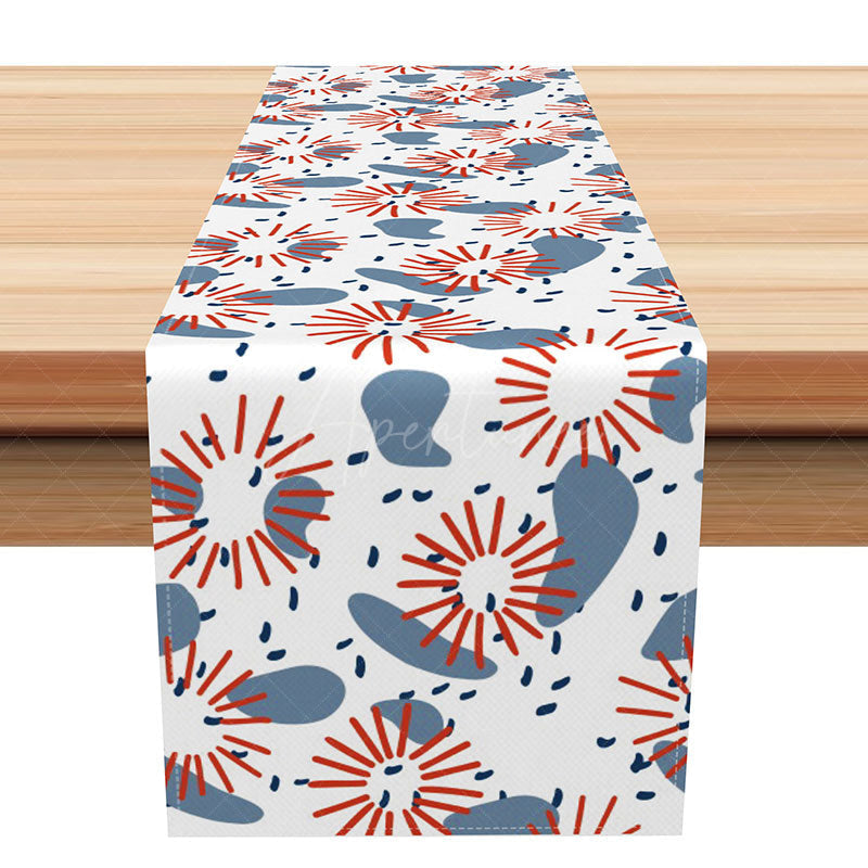 Aperturee - Aperturee Patriotic Table Runner with Red White and Blue Abstract Pattern for 4th of July and Memorial Day