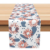 Aperturee - Aperturee Patriotic Table Runner with Red White and Blue Abstract Pattern for 4th of July and Memorial Day