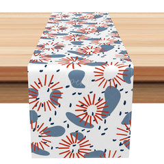 Aperturee - Aperturee Patriotic Table Runner with Red White and Blue Abstract Pattern for 4th of July and Memorial Day