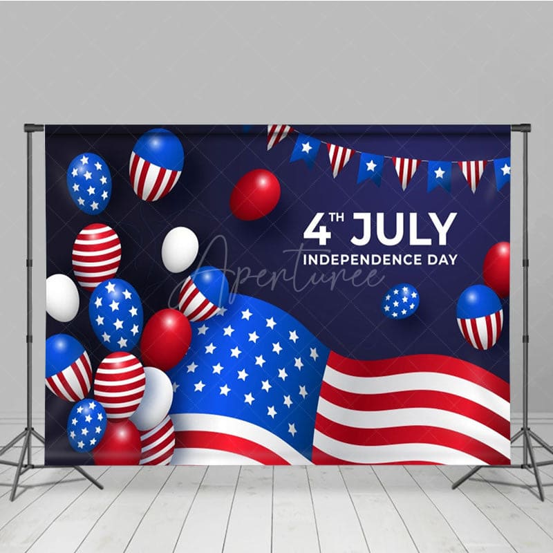 Aperturee - Aperturee Patriotic Usa Flag Balloons Independence Day Backdrop
