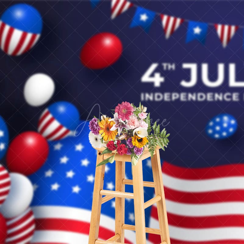 Aperturee - Aperturee Patriotic Usa Flag Balloons Independence Day Backdrop