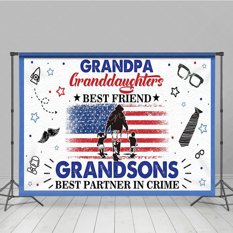 Aperturee - Aperturee Patriotic Usa Flag Happy Grandpa Fathers Day Backdrop