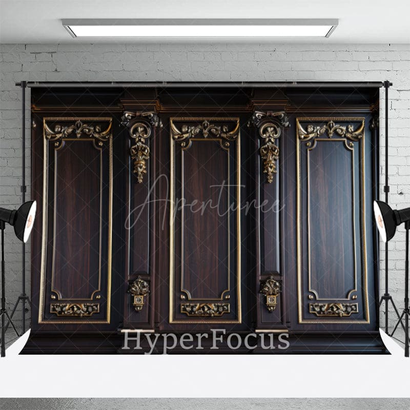 Aperturee - Aperturee Patterned Wooden Door Mottled Rug Combo Set Backdrop