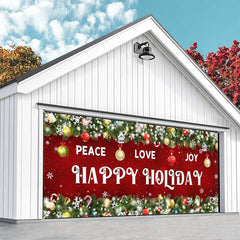 Aperturee - Aperturee Peace Love Joy Red Christmas Vibe Garage Door Banner