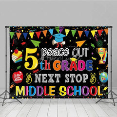 Aperturee - Aperturee Peace Out 5th Grade Next Stop Middle School Backdrop Graduation School Supplies Photo Background