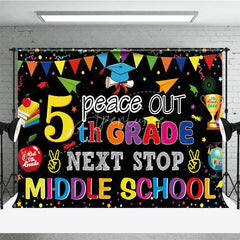 Aperturee - Aperturee Peace Out 5th Grade Next Stop Middle School Backdrop Graduation School Supplies Photo Background